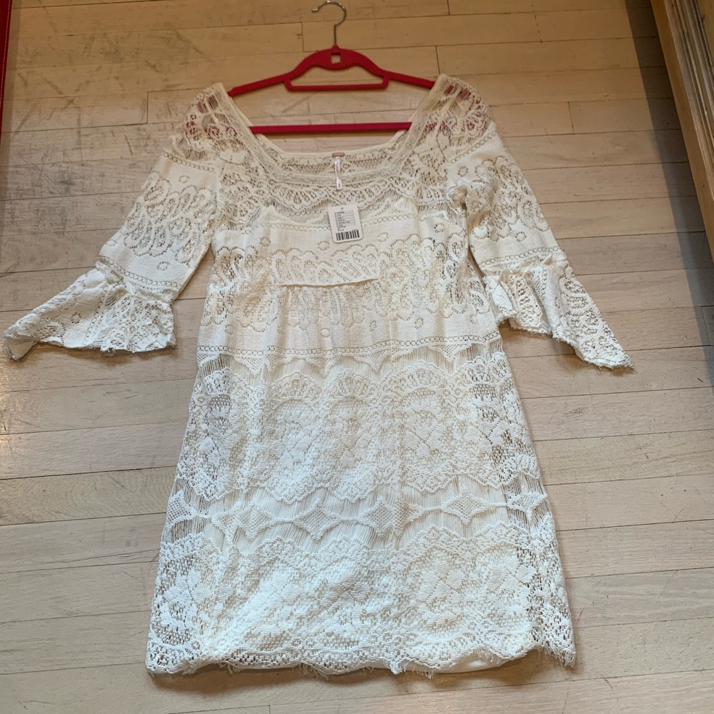 White lace Free People dress with tags
